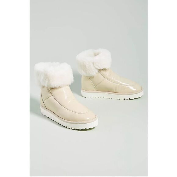 NEW Anthropologie Maypol Natalia Shearling-Lined Leather Boots Size EU 39 US 9 - Picture 2 of 4